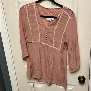 Forever 21 Women's Blush Lace Accent Blouse